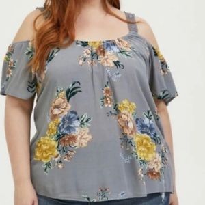 Torrid Crinkle Gauze Cold Shoulder Top